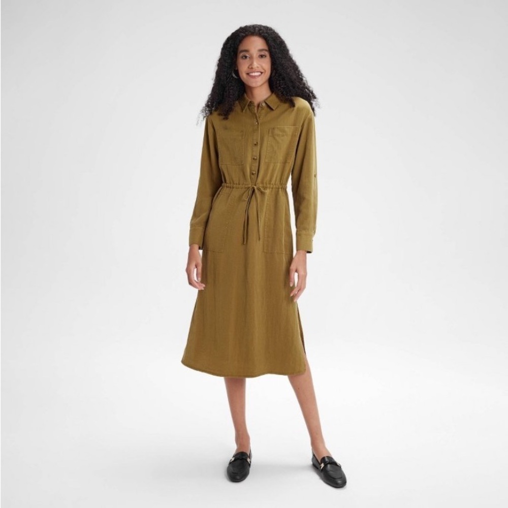 Women's Long Sleeve Utility Midi Shirtdress
- A New Day™ Olive S new